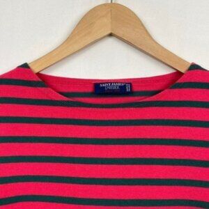 Saint James XS / S Mariniere Striped Sweater Pink & Green Mariners Cloth Cotton